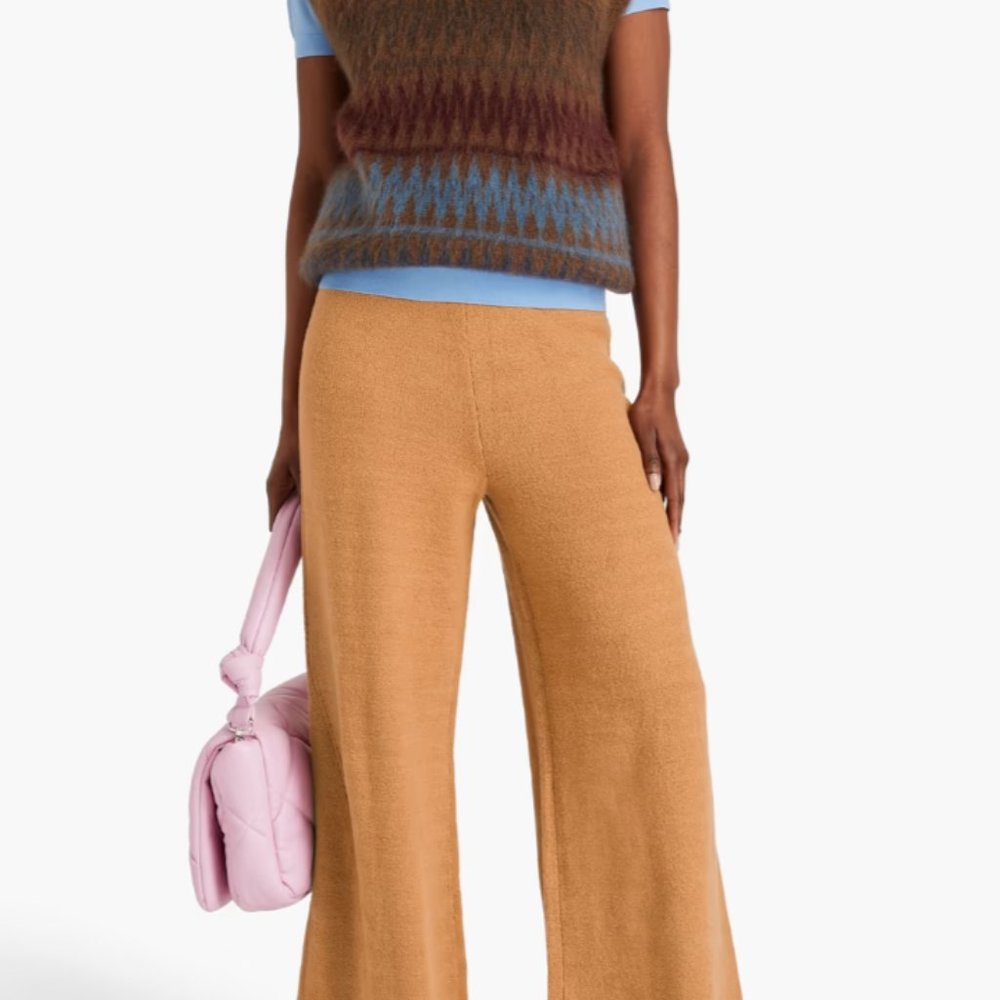 STAUD Mitch Pointelle-Trimmed Cotton-Blend Wide-Leg Pants